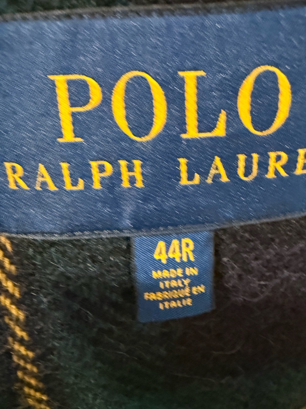 Polo by Ralph Lauren Navy & Green Plaid Sport Coat with Gold Accents - Picture 12 of 15